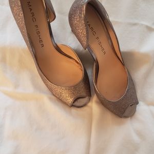 Silver Glitter Heels with bonus clutch